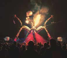 people gathering on stage